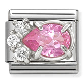 Nomination Composable Classic Link 330329/08 Pink & White CZ Raised Drop in 925 Silver